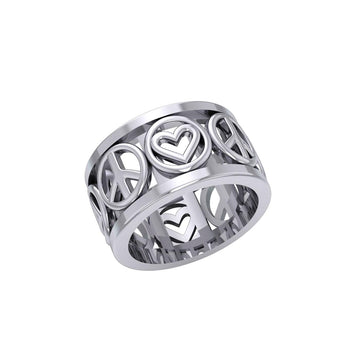 Love Peace Recovery Silver Spinner Ring TRI2401 - Jewelry
